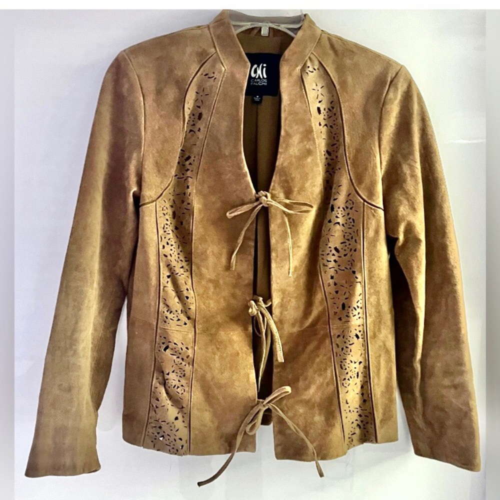Carlos Falchi 'Chi' Tan Perforated Suede Jacket